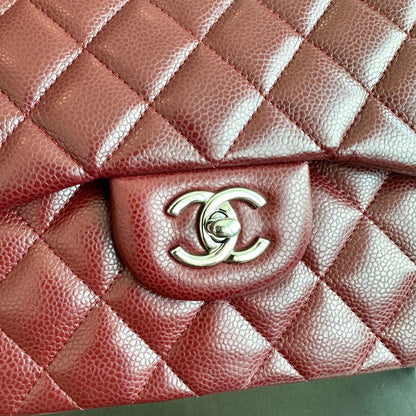 *Full Set, Receipt* Caviar Jumbo Double Flap Burgundy SHW No 14