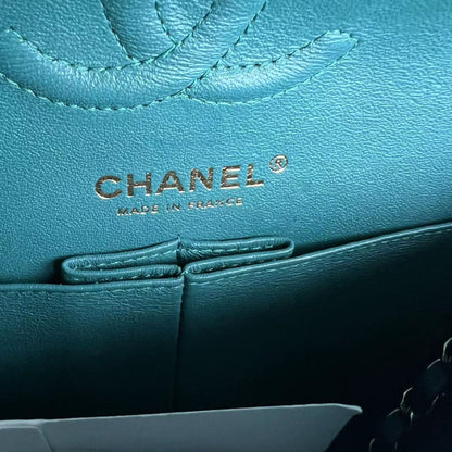 *Full Set Receipt* Caviar Small 23CM Chevron Calfskin Jade Green Blue GHW No 26