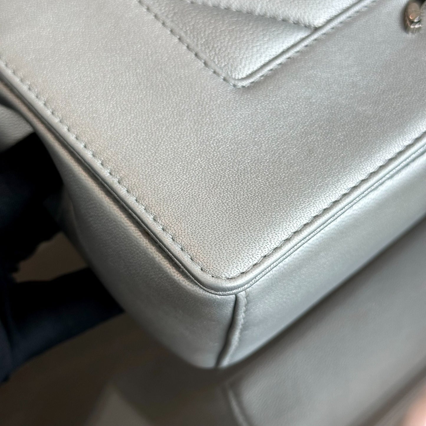 *Full Set, Receipt* Mademoiselle Small Seasonal Double Flap Calfskin Quilted Silver No 24
