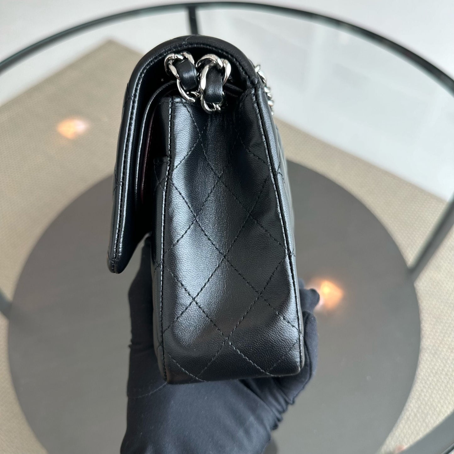 *Full Set, Receipt* Medium Lambskin Quilted Black SHW No 21