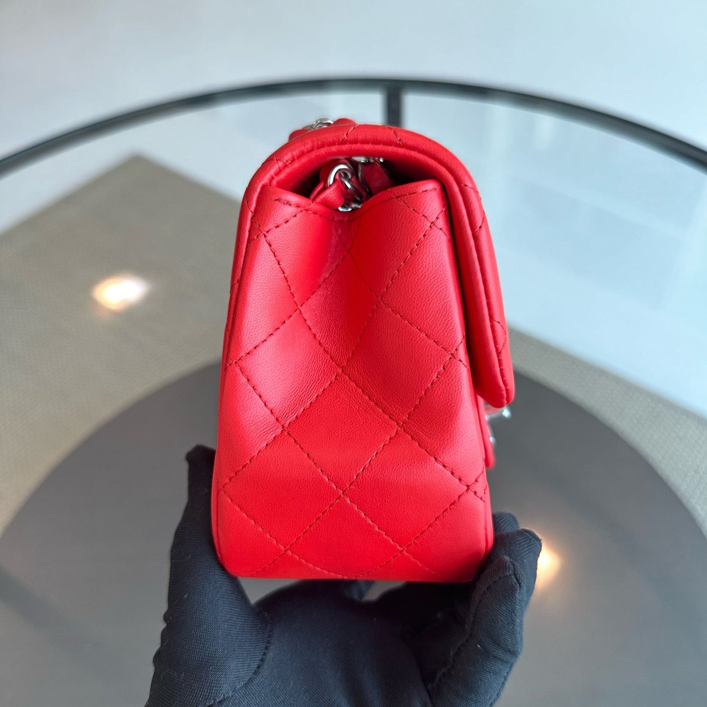 *Full Set, Receipt* Mini Square Quilted Lambskin Orange Red SHW No 27