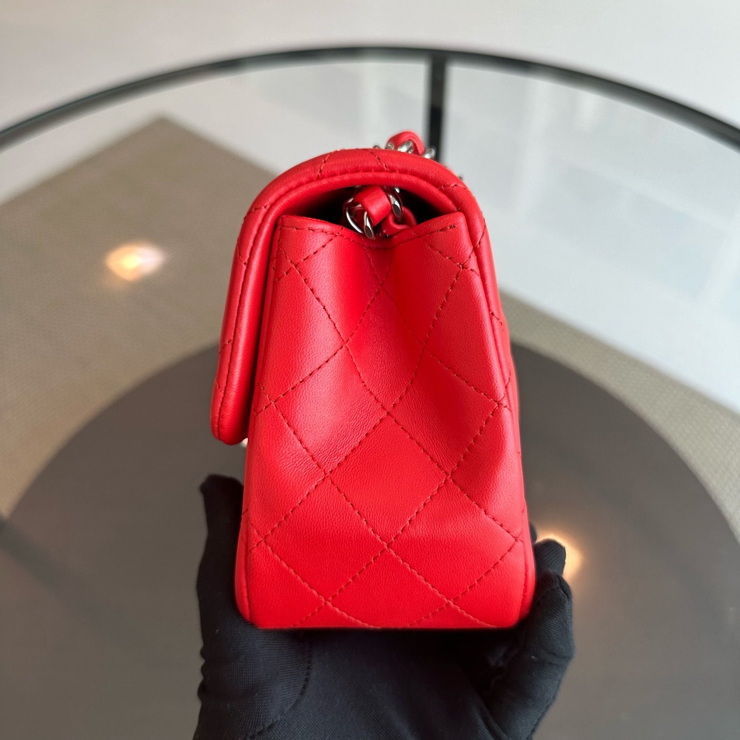 *Full Set, Receipt* Mini Square Quilted Lambskin Orange Red SHW No 27