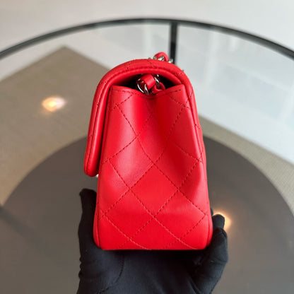 *Full Set, Receipt* Mini Square Quilted Lambskin Orange Red SHW No 27