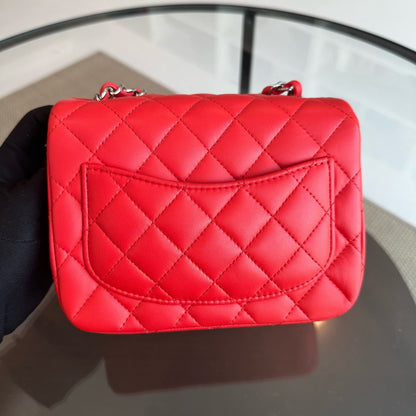 *Full Set, Receipt* Mini Square Quilted Lambskin Orange Red SHW No 27
