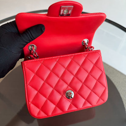 *Full Set, Receipt* Mini Square Quilted Lambskin Orange Red SHW No 27