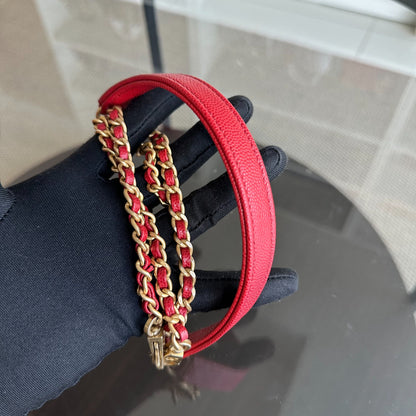 *Full Set, Receipt* Small Caviar Coco Handle Chevron Grained Calfskin Red GHW No 27