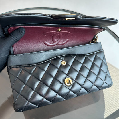 *Full Set, Receipt, No 28* Medium 25CM Lambskin Black GHW No 28