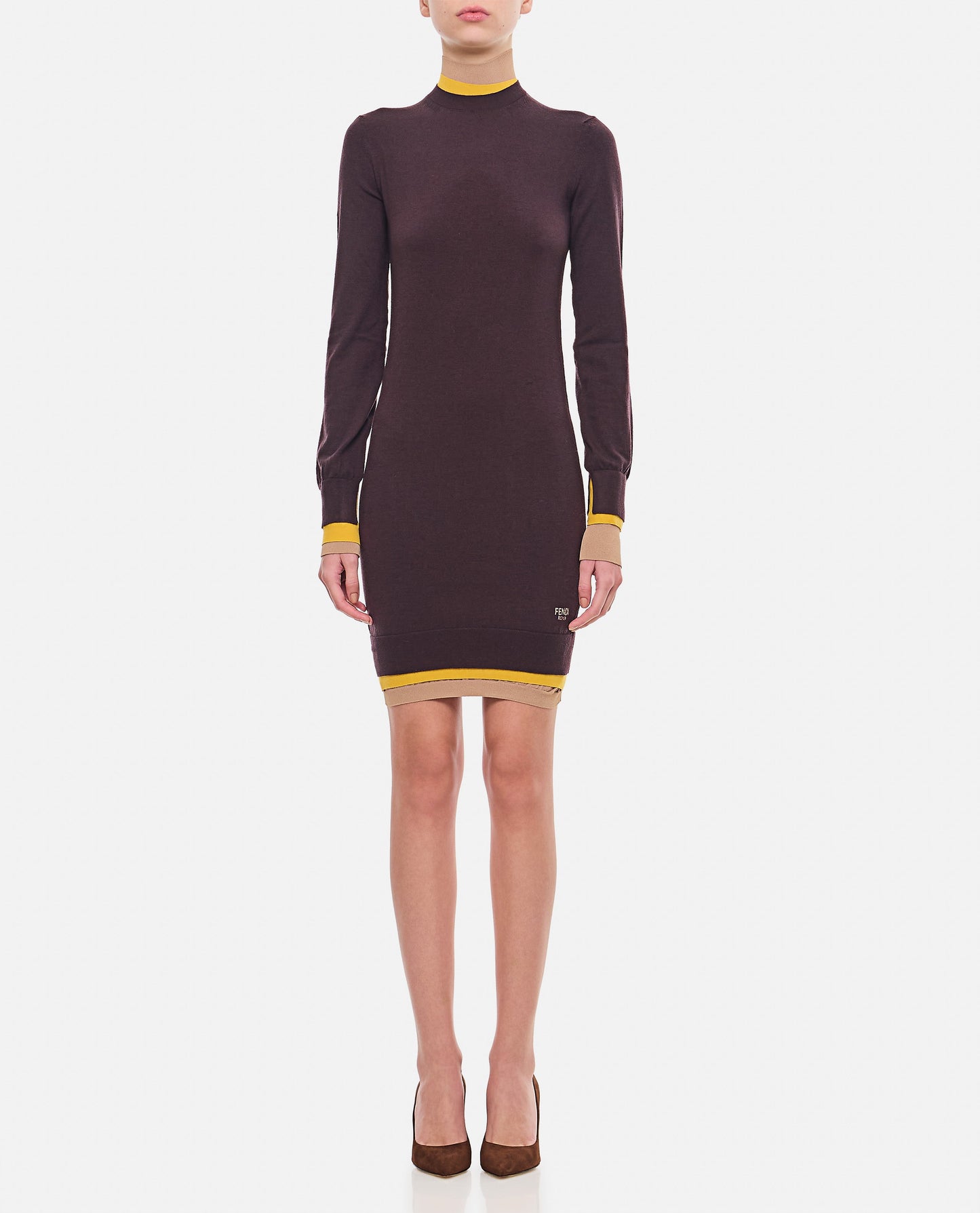 Fendi Women Layering Color Trims Short Dress