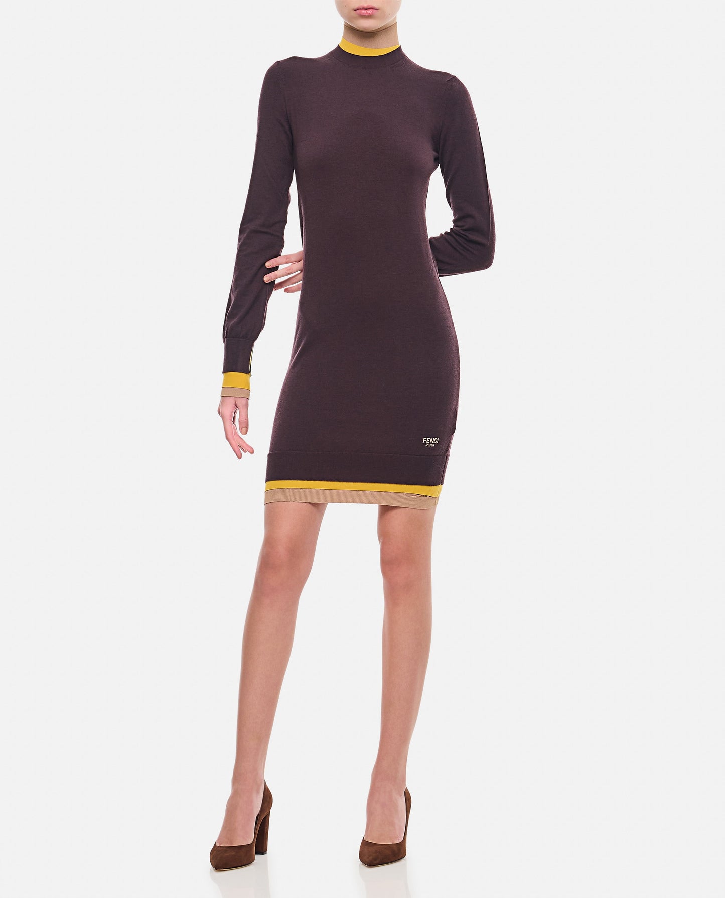 Fendi Women Layering Color Trims Short Dress