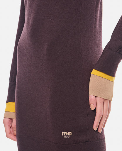Fendi Women Layering Color Trims Short Dress