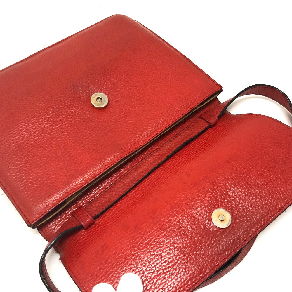 CELINE Shoulder Bag leather Red Crossbody bag vintage Women Secondhand