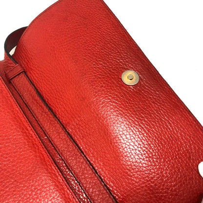 CELINE Shoulder Bag leather Red Crossbody bag vintage Women Secondhand