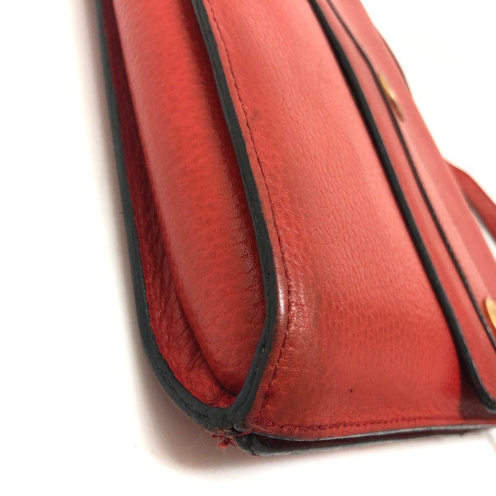 CELINE Shoulder Bag leather Red Crossbody bag vintage Women Secondhand
