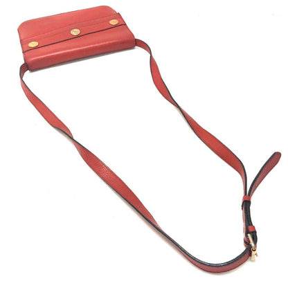CELINE Shoulder Bag leather Red Crossbody bag vintage Women Secondhand