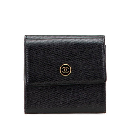 Chanel Coco Button Leather Trifold Wallet