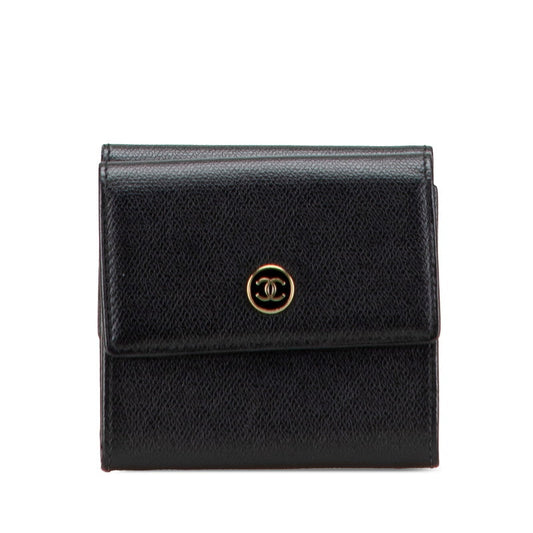 Chanel Coco Button Leather Trifold Wallet