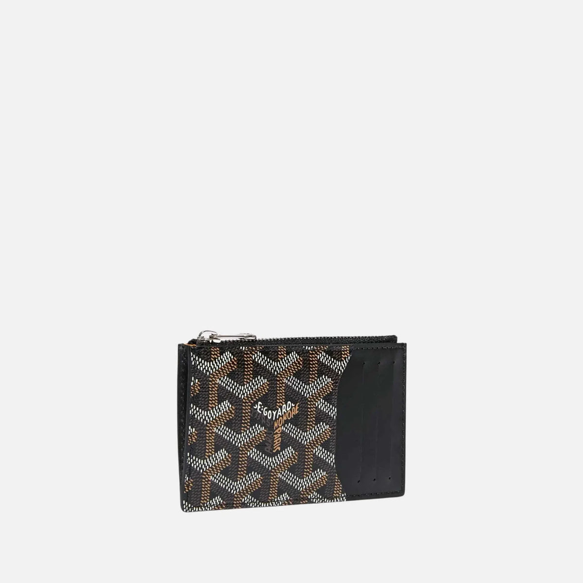 Goyard Bourbon Zipped Card Holder, Black, Front