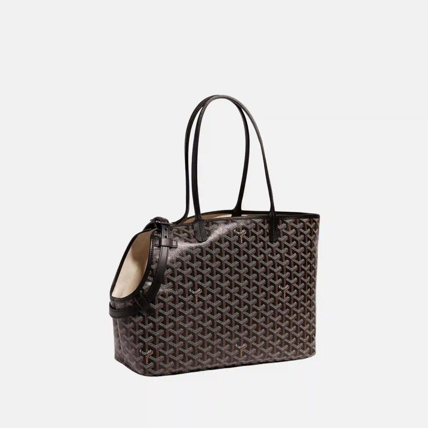 Goyard Chien Gris Luxury Pet Travel Bag, Black, Side