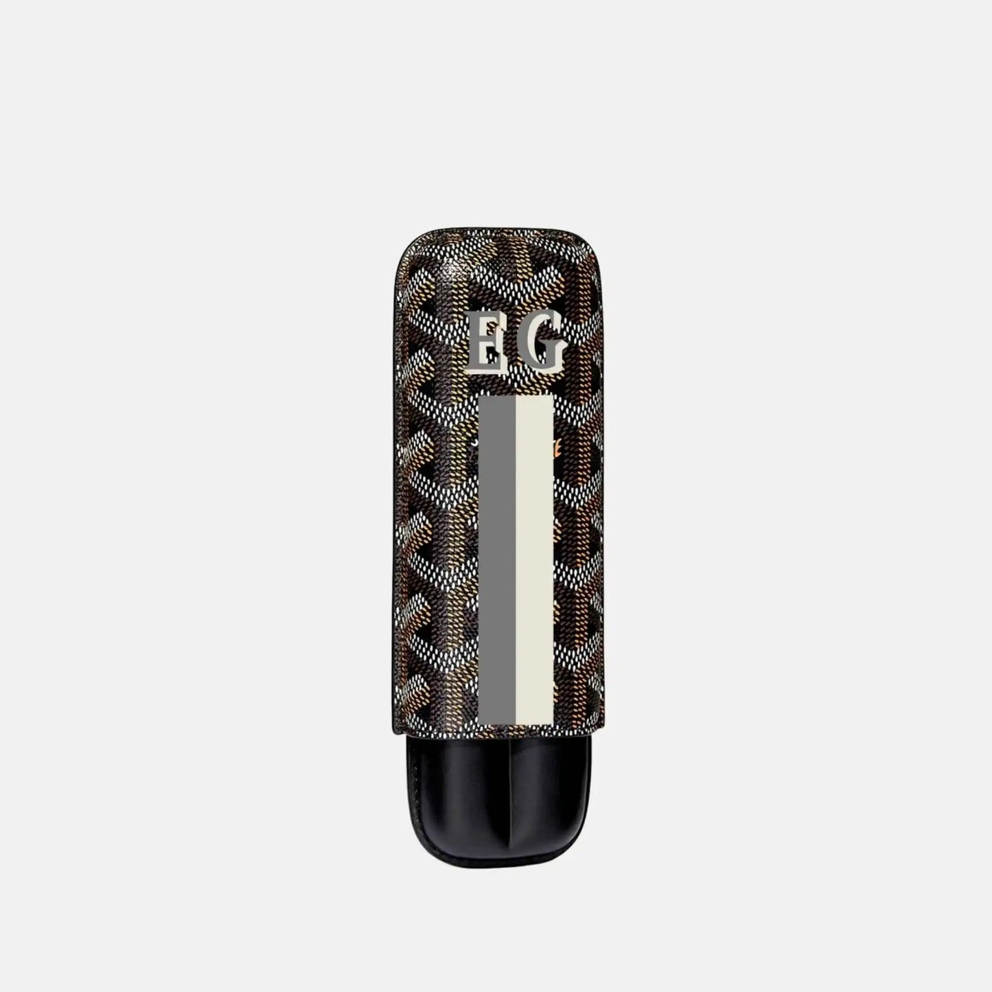 Goyard Churchill 2 Cigar Case Stripes and Initials, Black