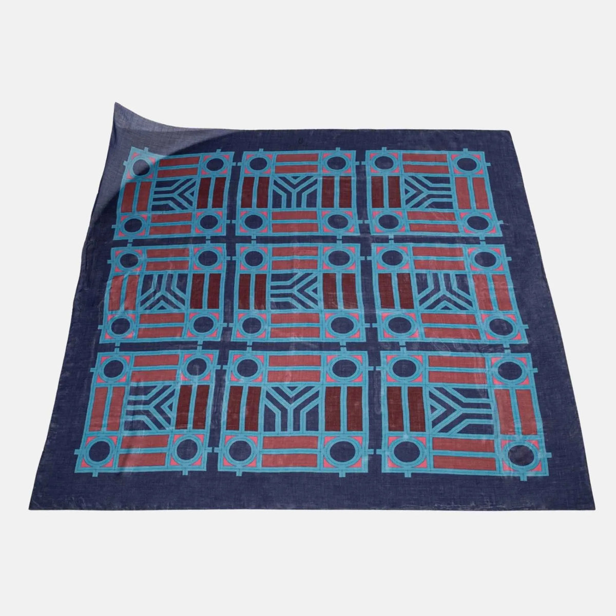 Goyard Shawl No 4, Navy Blue and Burgundy 