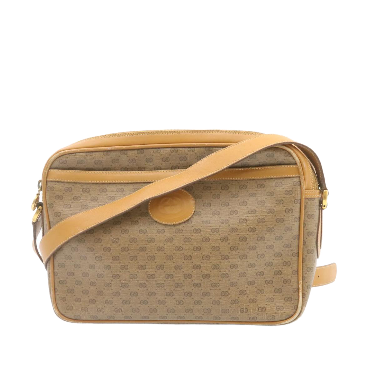 GUCCI Micro GG Canvas Cross body Shoulder Bag PVC Leather Beige  am1195g