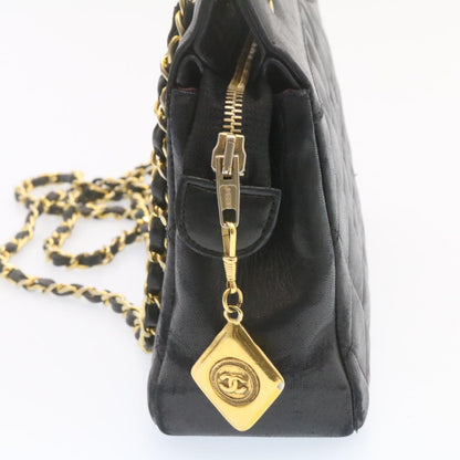 CHANEL Lamb Skin Matelasse Chain Shoulder Bag Black CC Auth am1201gA