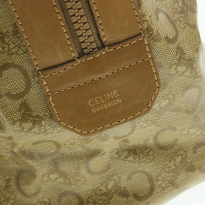 Celine C Macadam Horse Carriage Hand Bag PVC Leather Beige  am177g