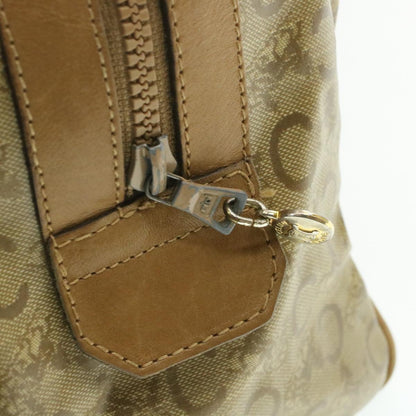 Celine C Macadam Horse Carriage Hand Bag PVC Leather Beige  am177g
