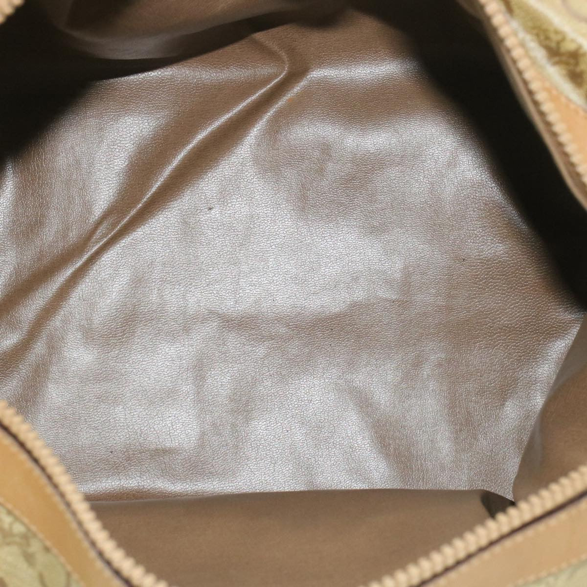 Celine C Macadam Horse Carriage Hand Bag PVC Leather Beige  am177g