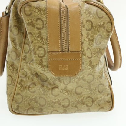 Celine C Macadam Horse Carriage Hand Bag PVC Leather Beige  am177g