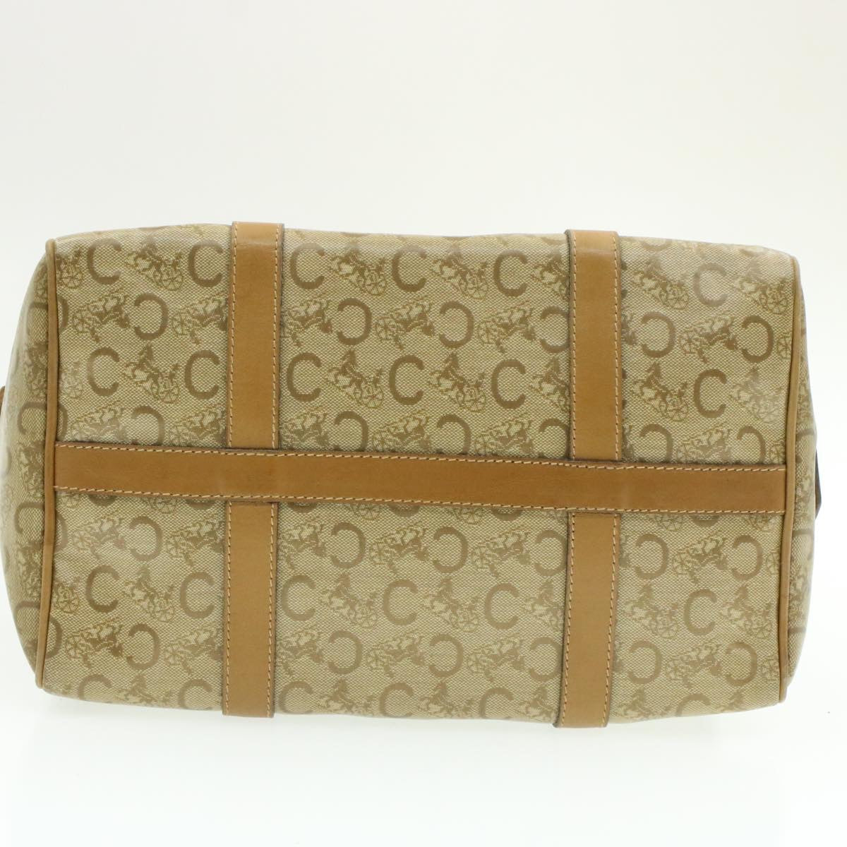 Celine C Macadam Horse Carriage Hand Bag PVC Leather Beige  am177g