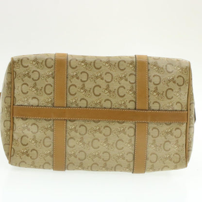 Celine C Macadam Horse Carriage Hand Bag PVC Leather Beige  am177g