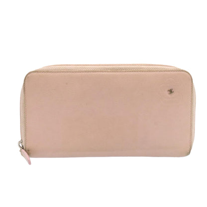 Chanel Camelia Zip Around Wallet Leather Pink CC Auth amg