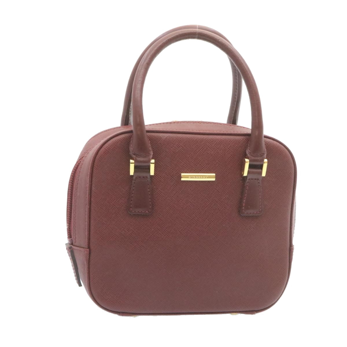 Burberry Nova Check Hand Bag Leather Red Auth am1913g