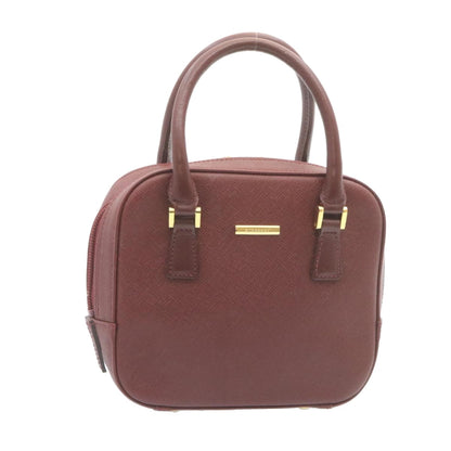 Burberry Nova Check Hand Bag Leather Red Auth am1913g