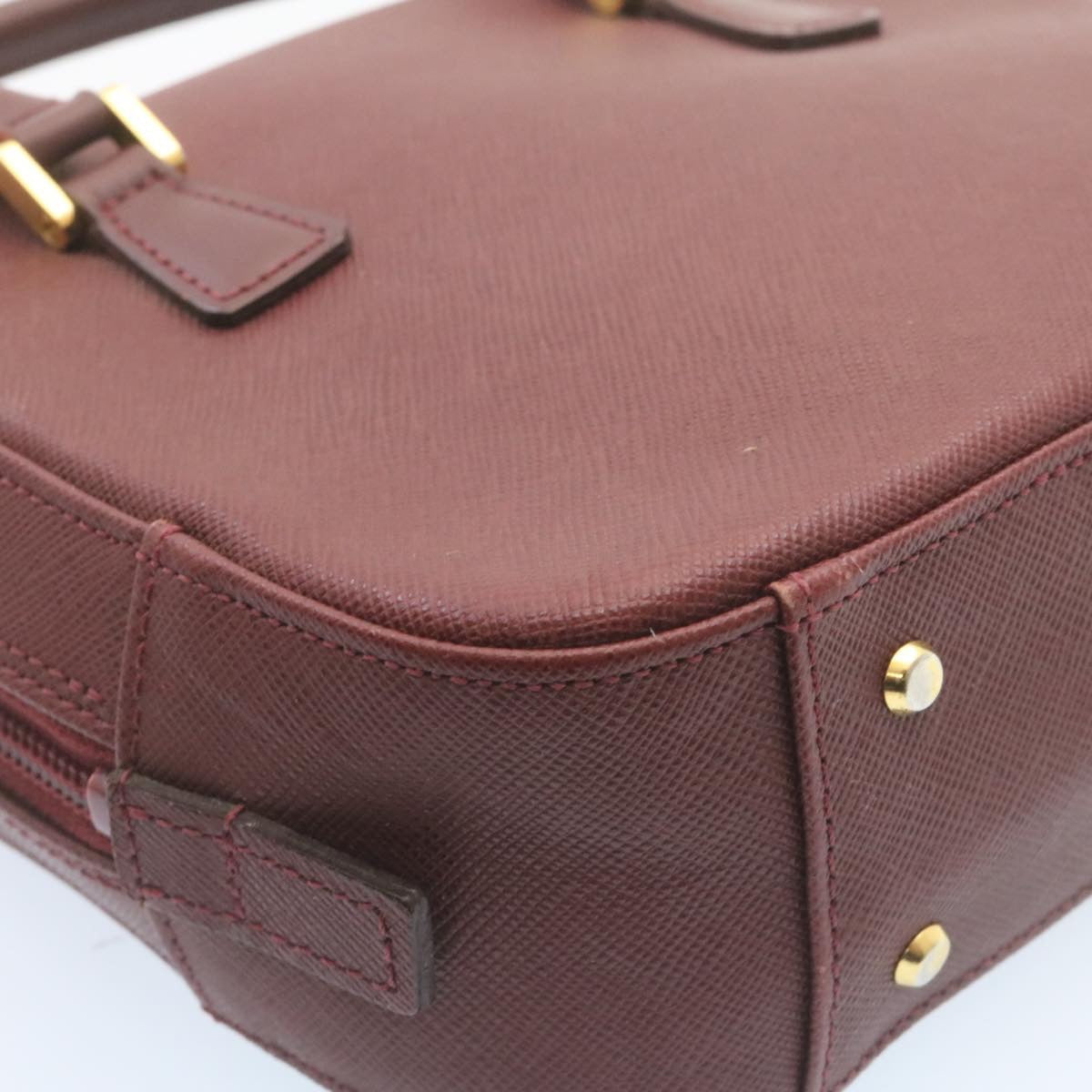 Burberry Nova Check Hand Bag Leather Red Auth am1913g