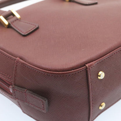 Burberry Nova Check Hand Bag Leather Red Auth am1913g