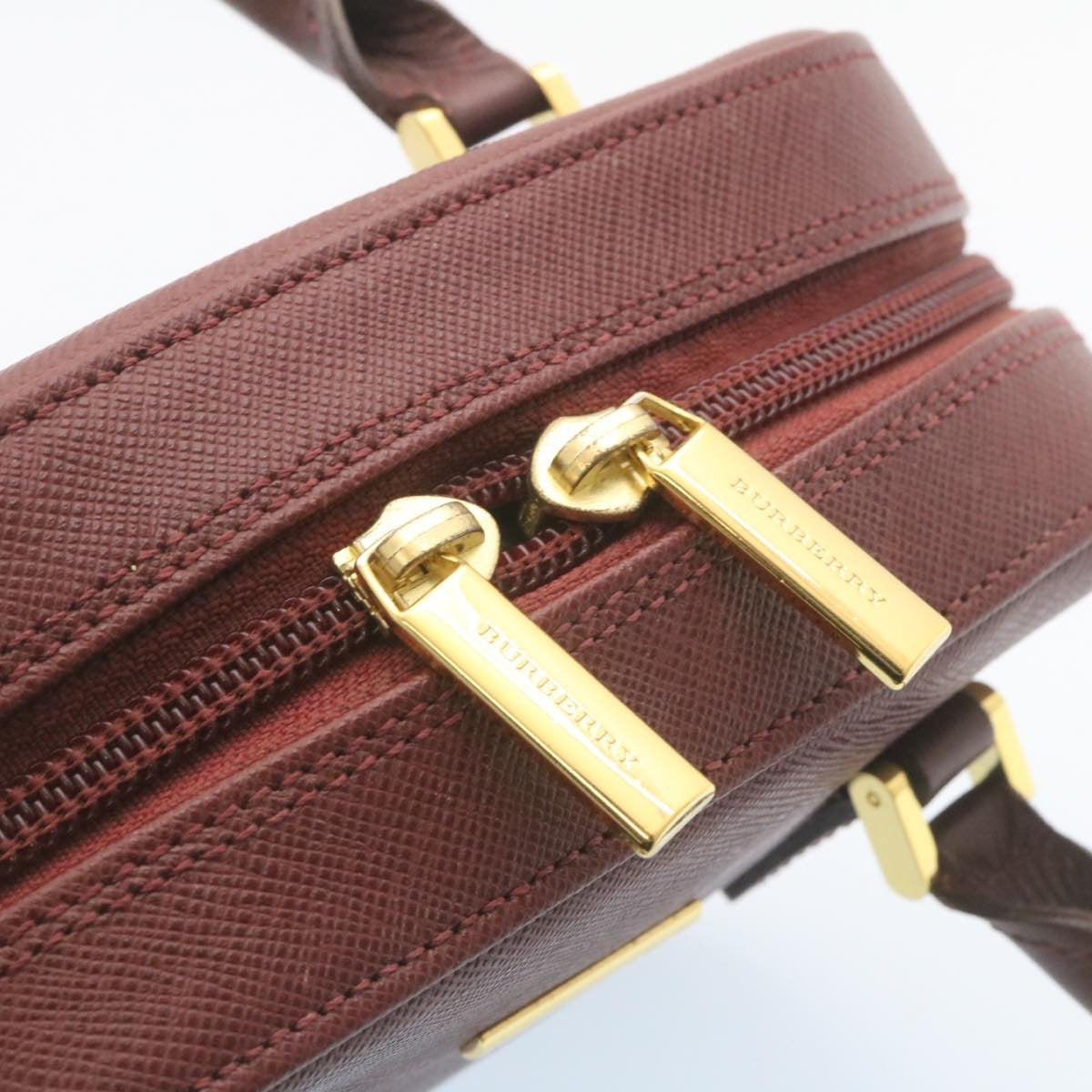 Burberry Nova Check Hand Bag Leather Red Auth am1913g