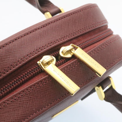 Burberry Nova Check Hand Bag Leather Red Auth am1913g