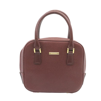 Burberry Nova Check Hand Bag Leather Red Auth am1913g