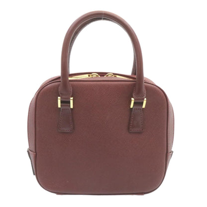 Burberry Nova Check Hand Bag Leather Red Auth am1913g