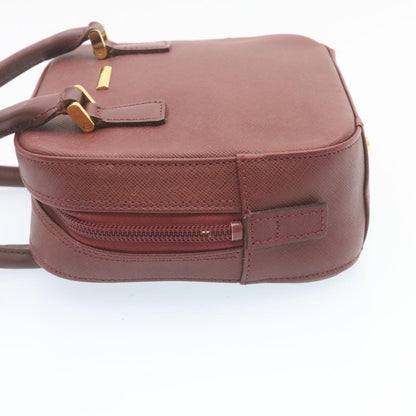 Burberry Nova Check Hand Bag Leather Red Auth am1913g