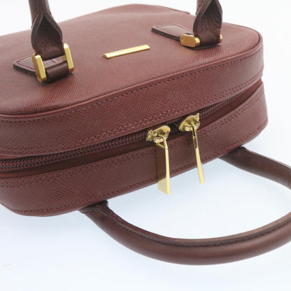 Burberry Nova Check Hand Bag Leather Red Auth am1913g