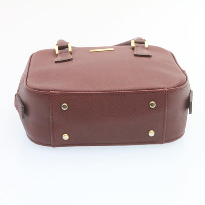 Burberry Nova Check Hand Bag Leather Red Auth am1913g