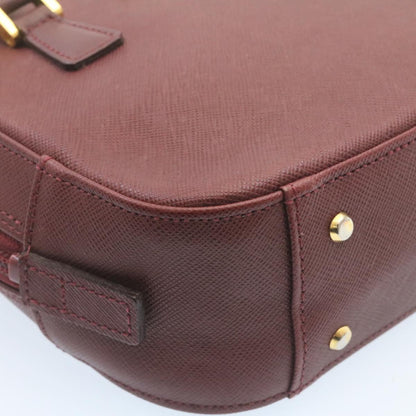 Burberry Nova Check Hand Bag Leather Red Auth am1913g