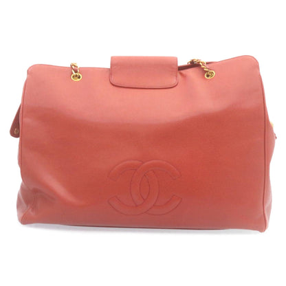 CHANEL COCO Mark Super model Chain Shoulder Bag Caviar Skin Red Auth am2162gA