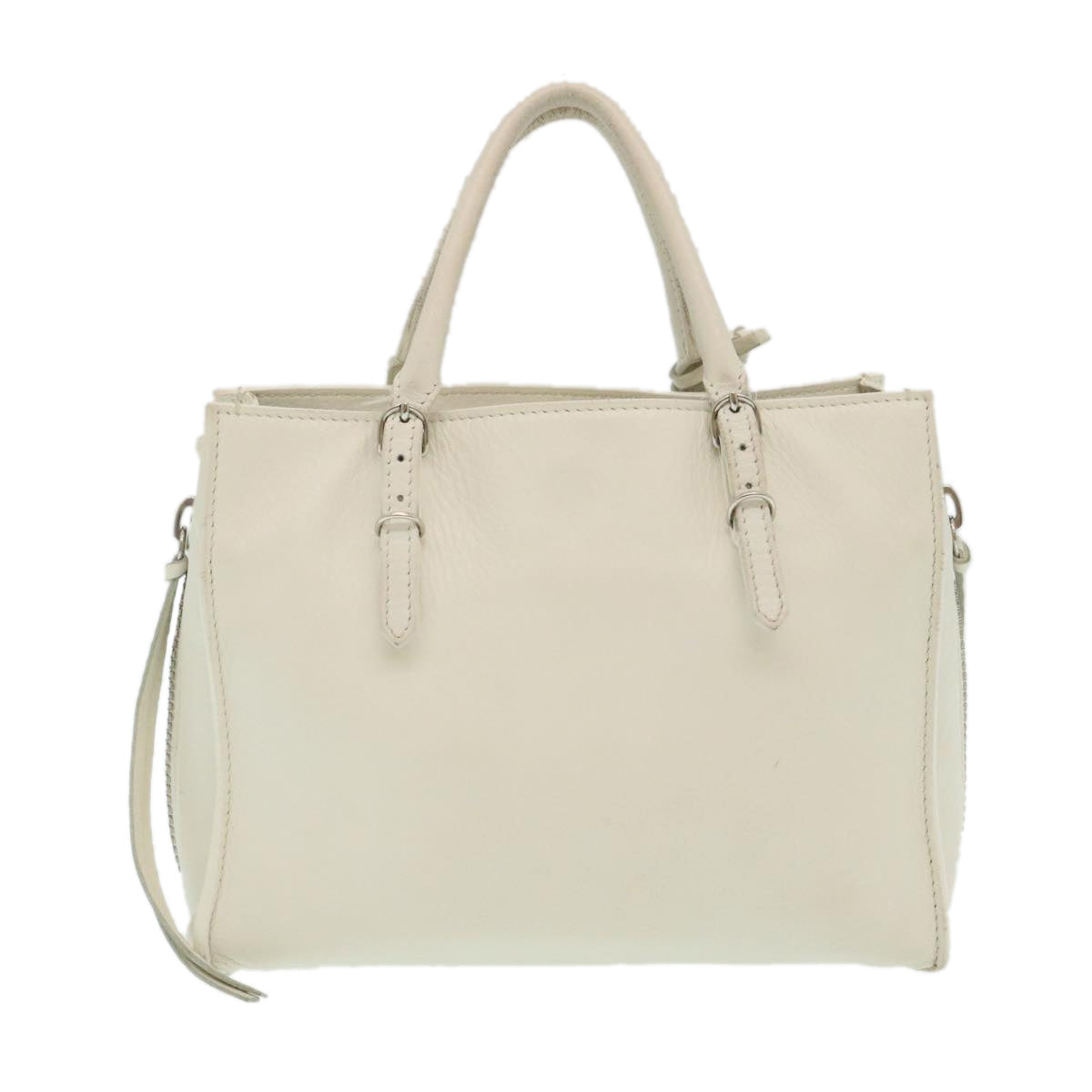 Balenciaga 2Way Shoulder Bag Hand Bag Leather White Auth am2305g