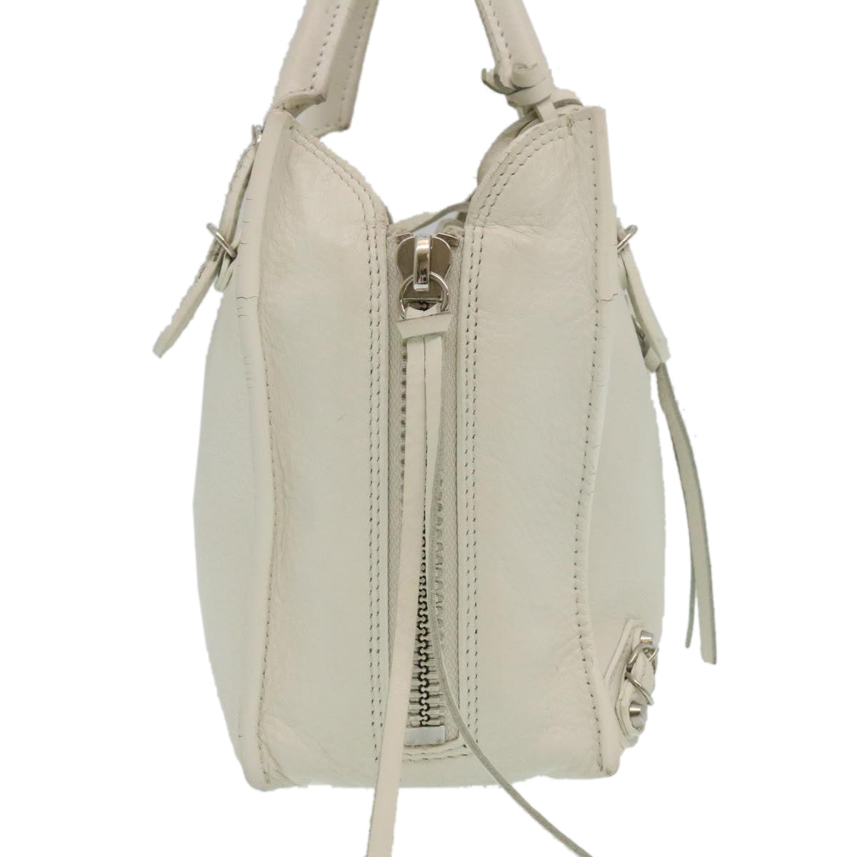 Balenciaga 2Way Shoulder Bag Hand Bag Leather White Auth am2305g