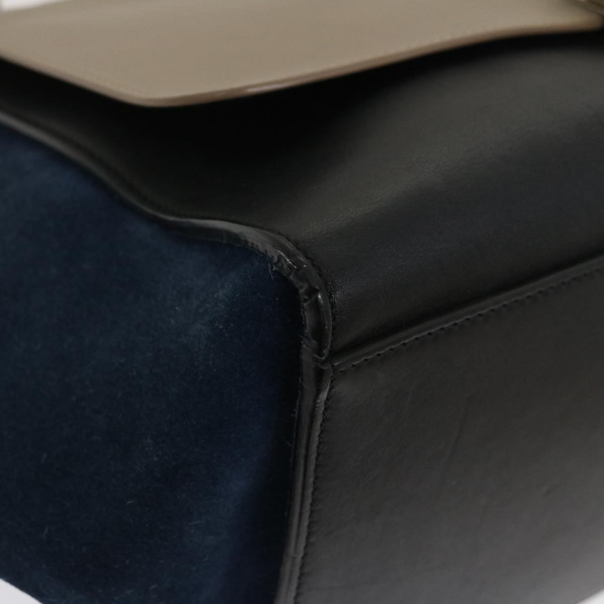 Celine Hand Bag Leather Suede Gray Navy  am2375g