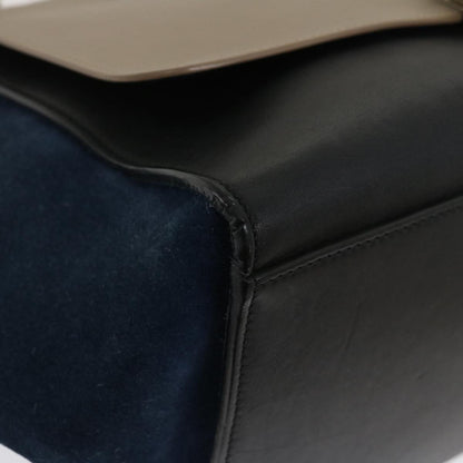 Celine Hand Bag Leather Suede Gray Navy  am2375g